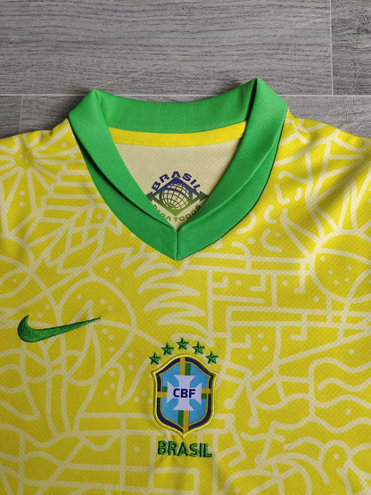 KIDS Brazil National Team 2024/25 Home Football Kit Set (Jersey + Shorts)