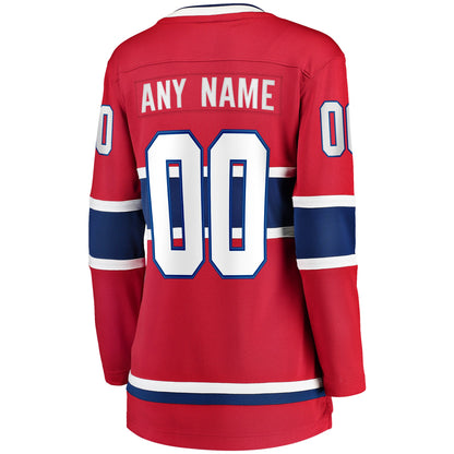 Montreal Canadiens Fanatics Women's Home Breakaway Custom Jersey - Red