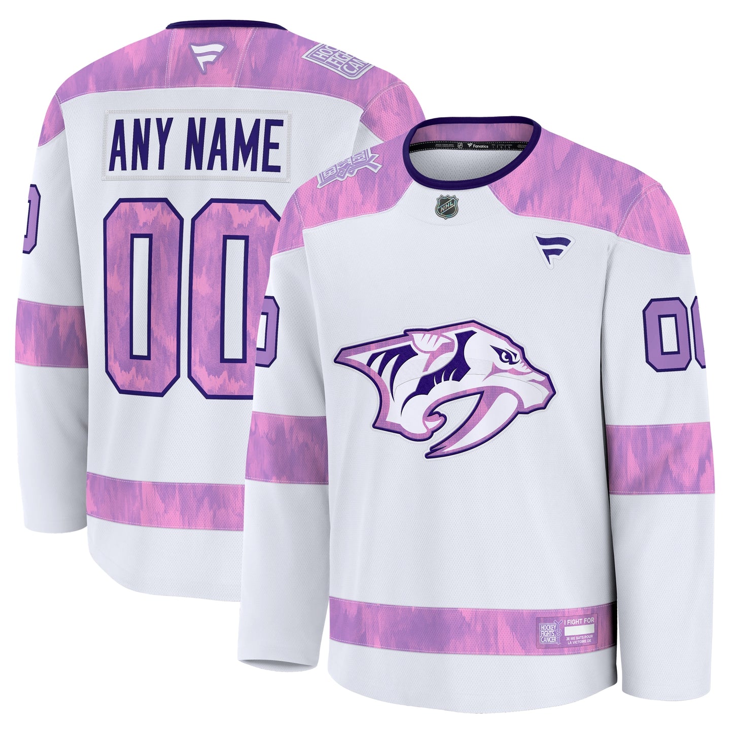 Nashville Predators Fanatics 2024 Hockey Fights Cancer Custom Practice Jersey - White