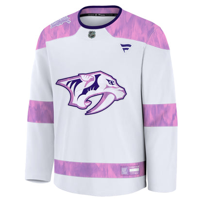 Nashville Predators Fanatics 2024 Hockey Fights Cancer Practice Jersey - White