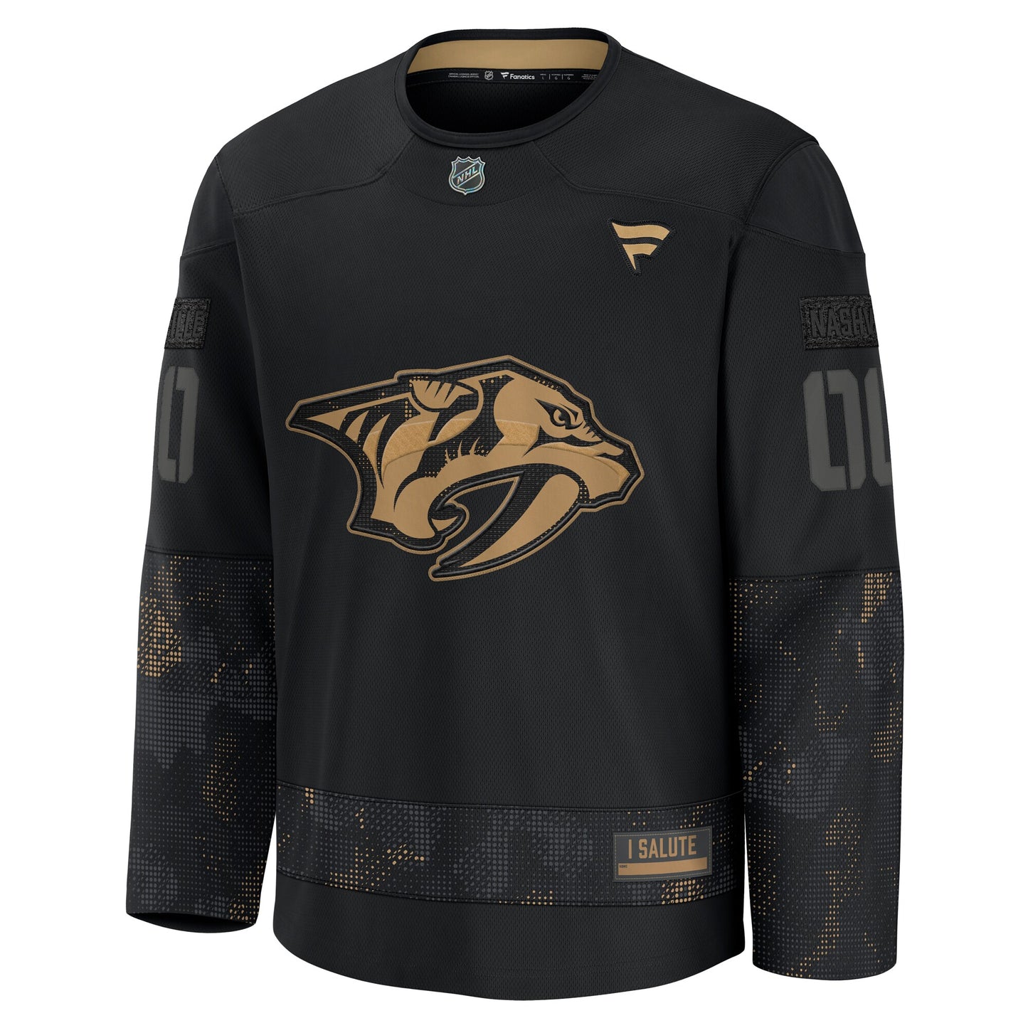 Nashville Predators Fanatics 2024 Military Appreciation Custom Practice Jersey - Black