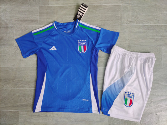 KIDS  Italy National Team 2024/25 Home Football Kit Set (Jersey + Shorts)