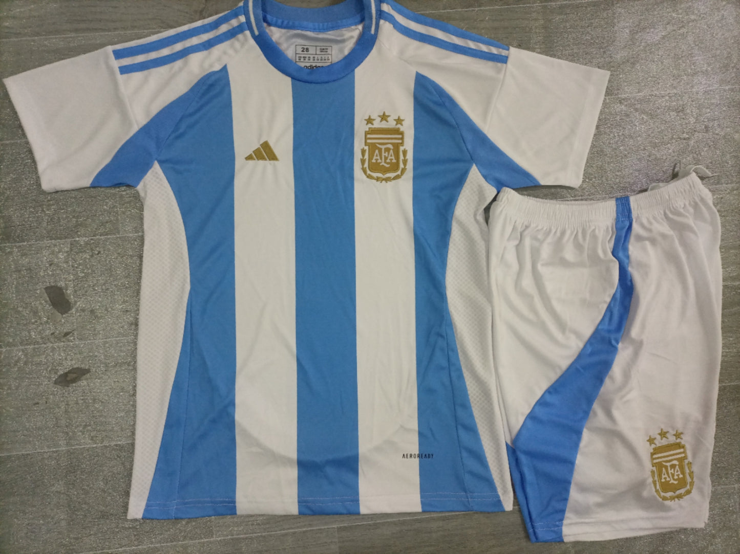 KIDS Argentina National Team 2024/25 Home Football Kit Set (Jersey + Shorts)