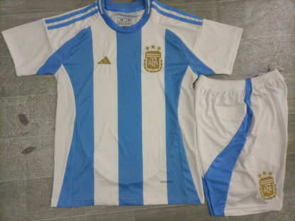 KIDS Argentina National Team 2024/25 Home Football Kit Set (Jersey + Shorts)