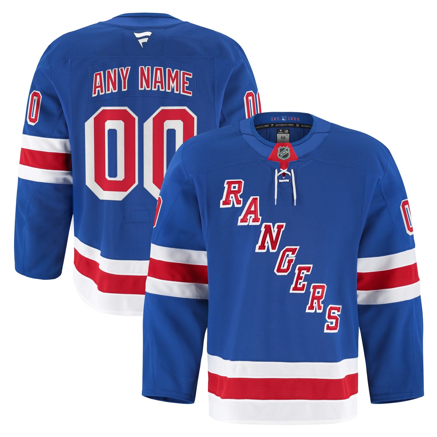 New York Rangers Fanatics Home Authentic Pro Custom Jersey - Royal