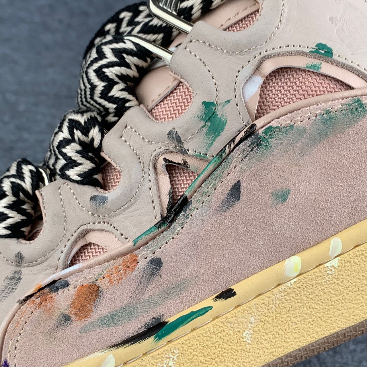Gallery Dept. x Lanvin Curb Light Sneakers 'Paint Drip - Pale Pink'