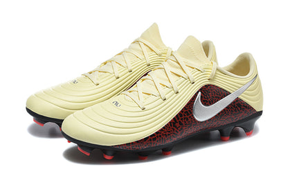 Nike Tiempo Maestro Academy FG/MG Soccer Cleats - Light Cream / Black / Red Leopard Print / Metallic Silver IO8461-100