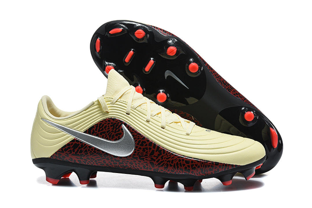 Nike Tiempo Maestro Academy FG/MG Soccer Cleats - Light Cream / Black / Red Leopard Print / Metallic Silver IO8461-100