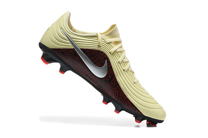 Nike Tiempo Maestro Academy FG/MG Soccer Cleats - Light Cream / Black / Red Leopard Print / Metallic Silver IO8461-100