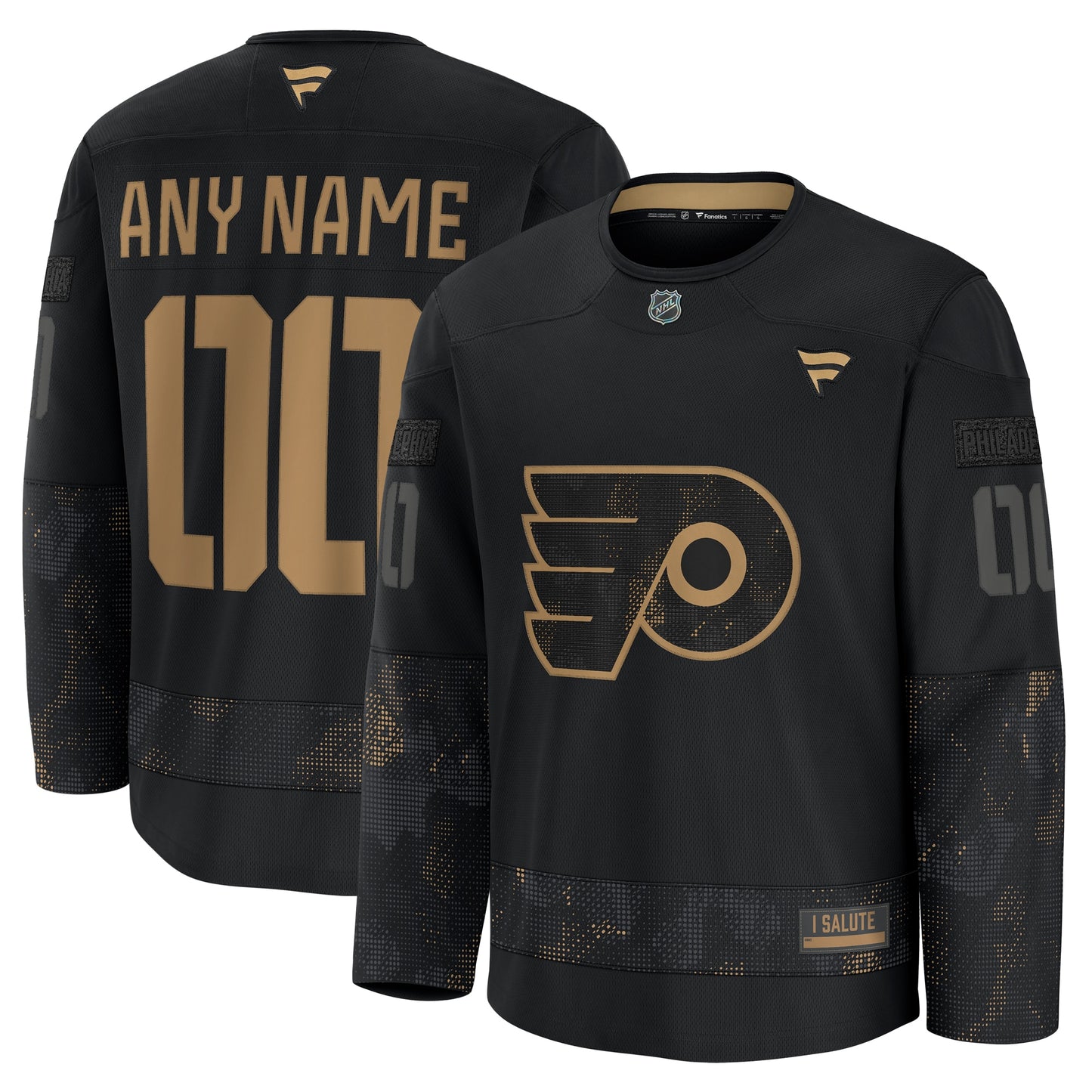Philadelphia Flyers Fanatics 2024 Military Appreciation Custom Practice Jersey - Black
