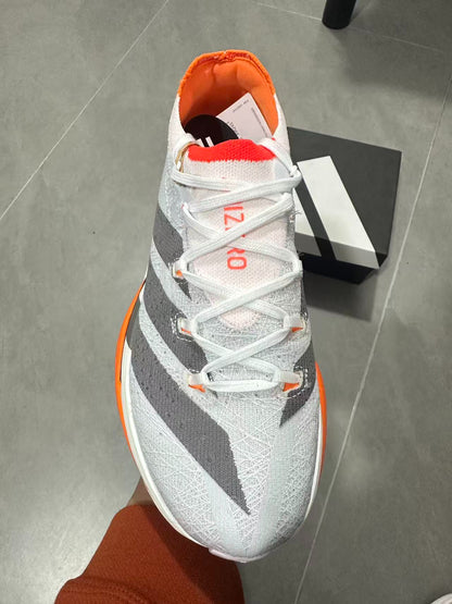 Adidas ADIZERO PRIME X3 STRUNG (Cloud White / Grey / Solar Red colorway)