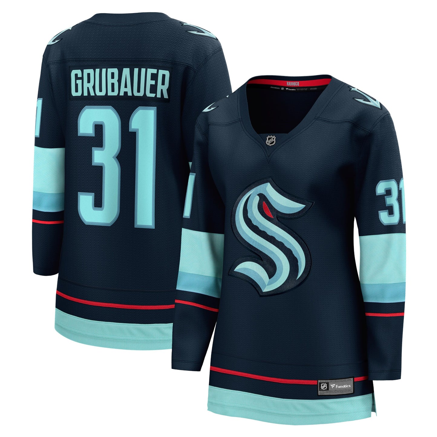 Philipp Grubauer Seattle Kraken Fanatics Women's Home Breakaway Player Jersey - Navy