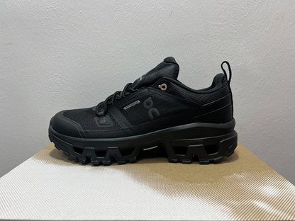 On Cloudrock Low Waterproof Hiking Shoes in All Black