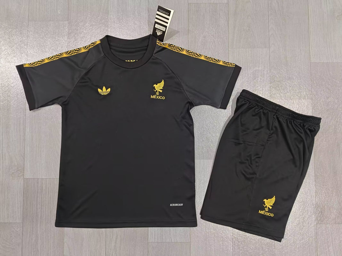 KIDS Mexico National Team Black & Gold Lifestyle Kit (Jersey & Shorts Set)