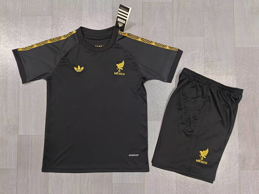 KIDS Mexico National Team Black & Gold Lifestyle Kit (Jersey & Shorts Set)