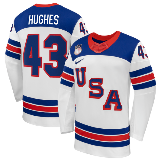Quinn Hughes Nike US Hockey 2026 Away Replica Jersey - White
