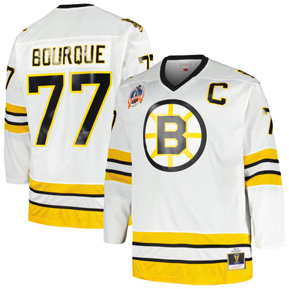 Ray Bourque Boston Bruins Mitchell &amp;amp; Ness Big &amp;amp; Tall Captain Patch Blue Line Player Jersey - White