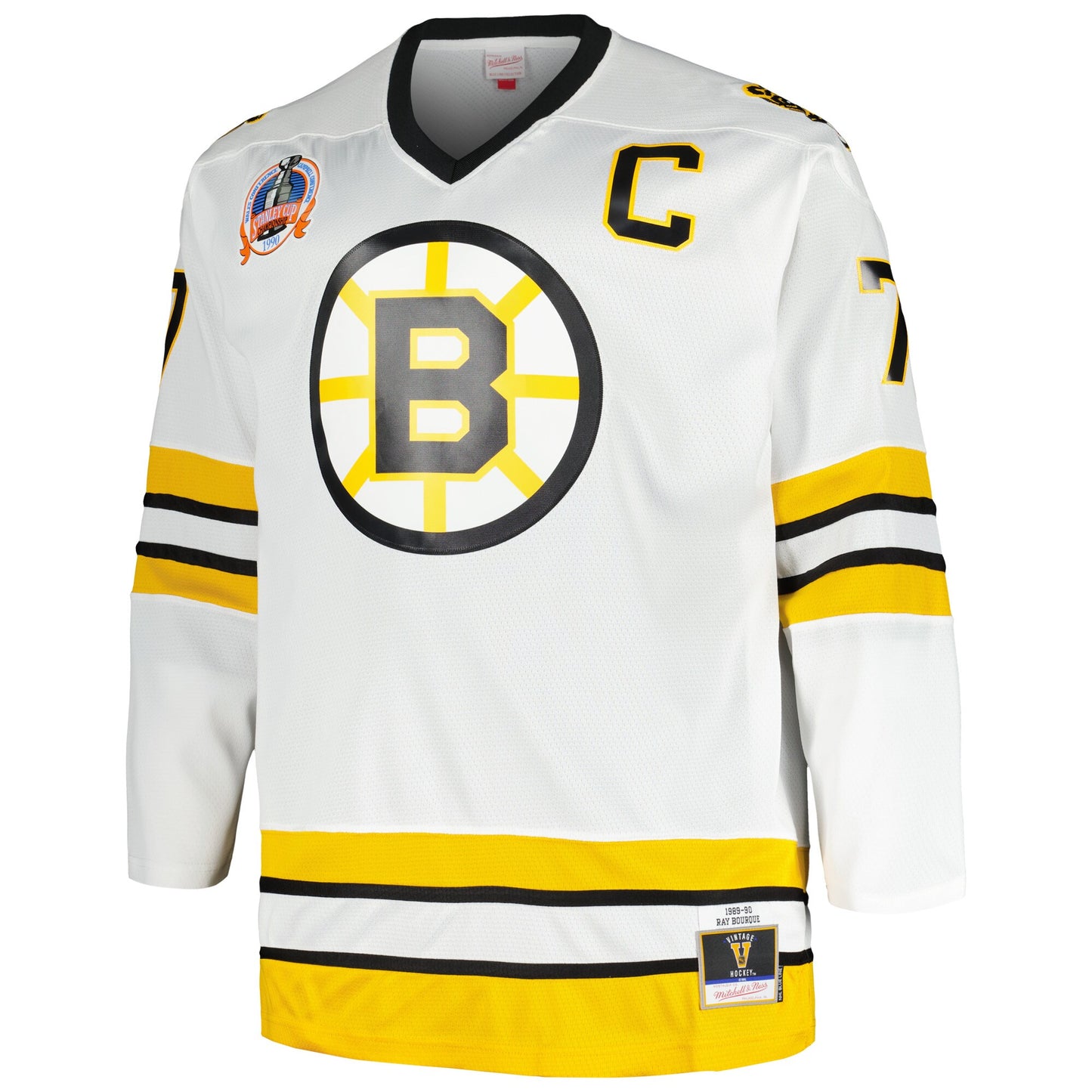 Ray Bourque Boston Bruins Mitchell &amp;amp; Ness Big &amp;amp; Tall Captain Patch Blue Line Player Jersey - White