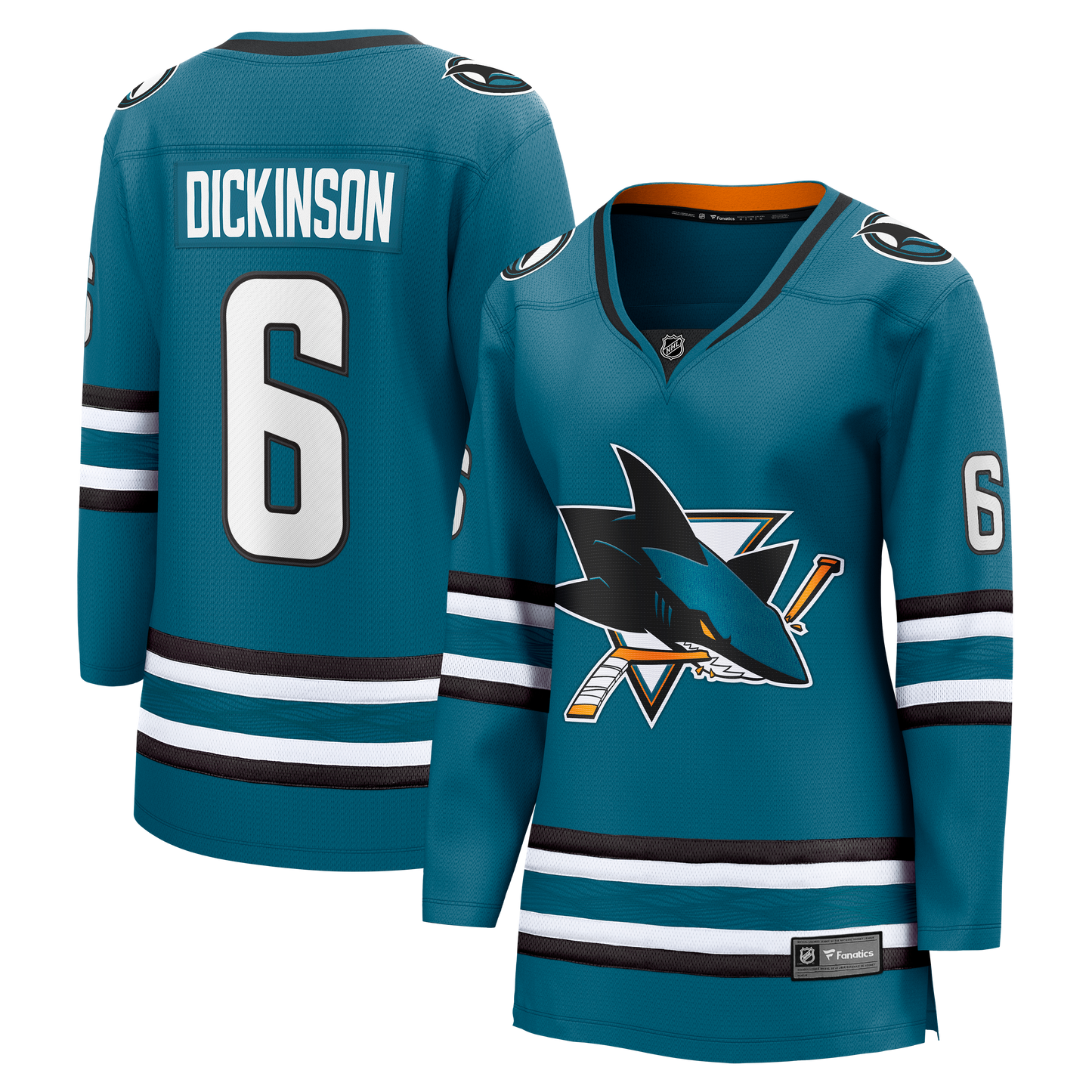 Sam Dickinson San Jose Sharks Fanatics Women's Home Breakaway Jersey - Teal