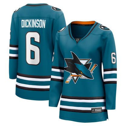 Sam Dickinson San Jose Sharks Fanatics Women's Home Breakaway Jersey - Teal