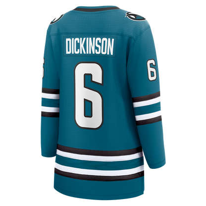Sam Dickinson San Jose Sharks Fanatics Women's Home Breakaway Jersey - Teal