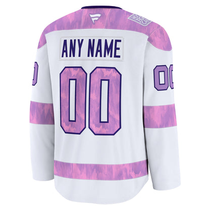 San Jose Sharks Fanatics 2024 Hockey Fights Cancer Custom Practice Jersey - White