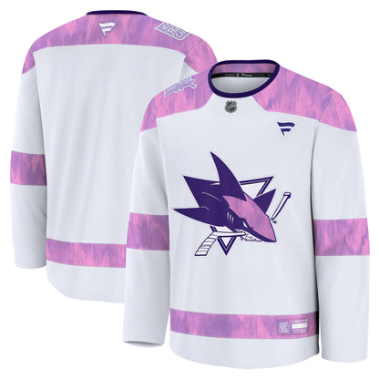 San Jose Sharks Fanatics 2024 Hockey Fights Cancer Practice Jersey - White