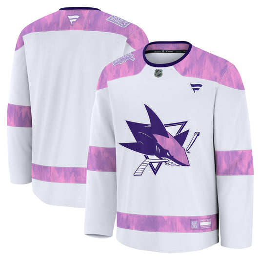 San Jose Sharks Fanatics 2024 Hockey Fights Cancer Practice Jersey - White