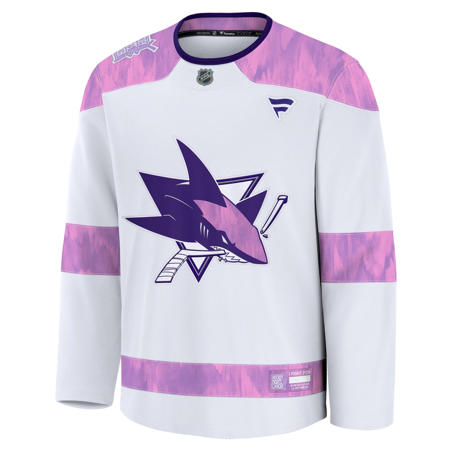 San Jose Sharks Fanatics 2024 Hockey Fights Cancer Practice Jersey - White