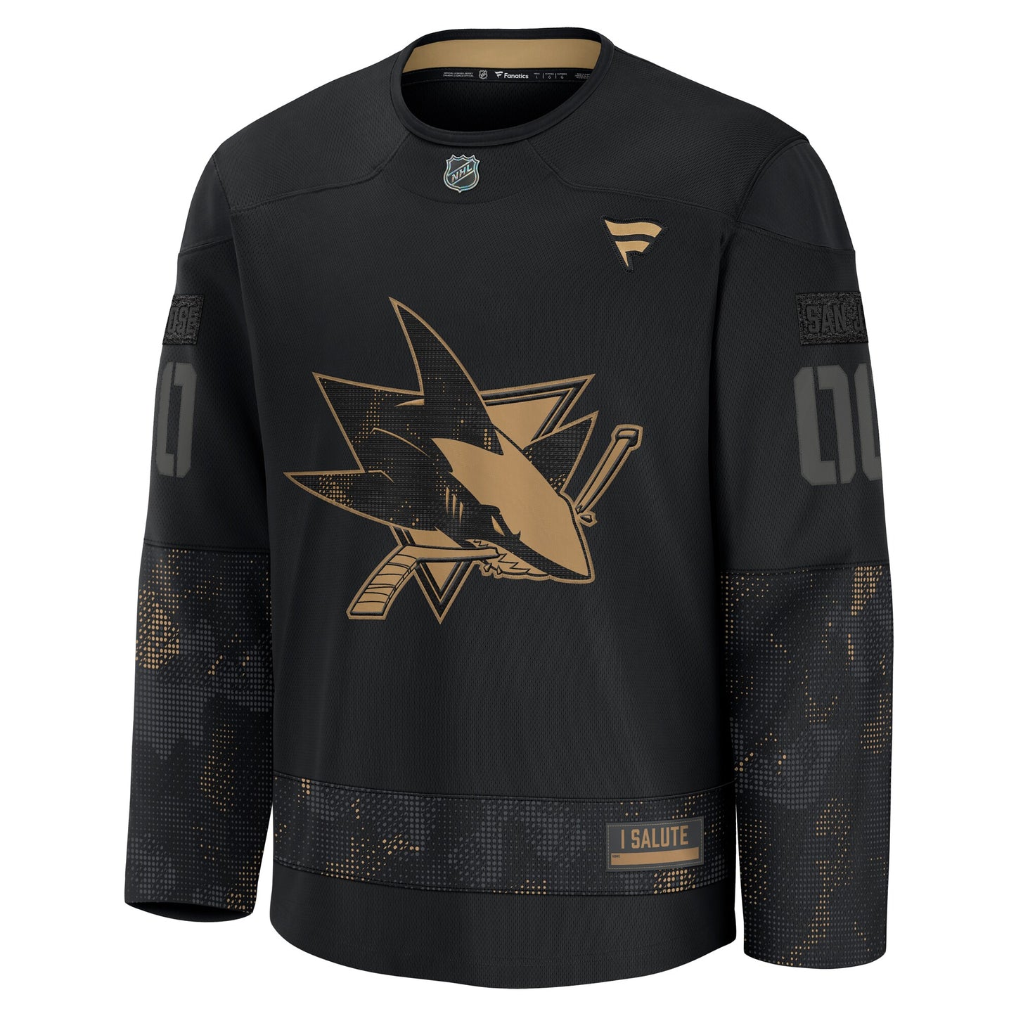 San Jose Sharks Fanatics 2024 Military Appreciation Custom Practice Jersey - Black