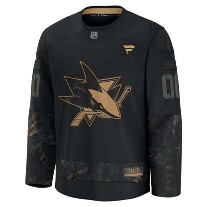 San Jose Sharks Fanatics 2024 Military Appreciation Custom Practice Jersey - Black