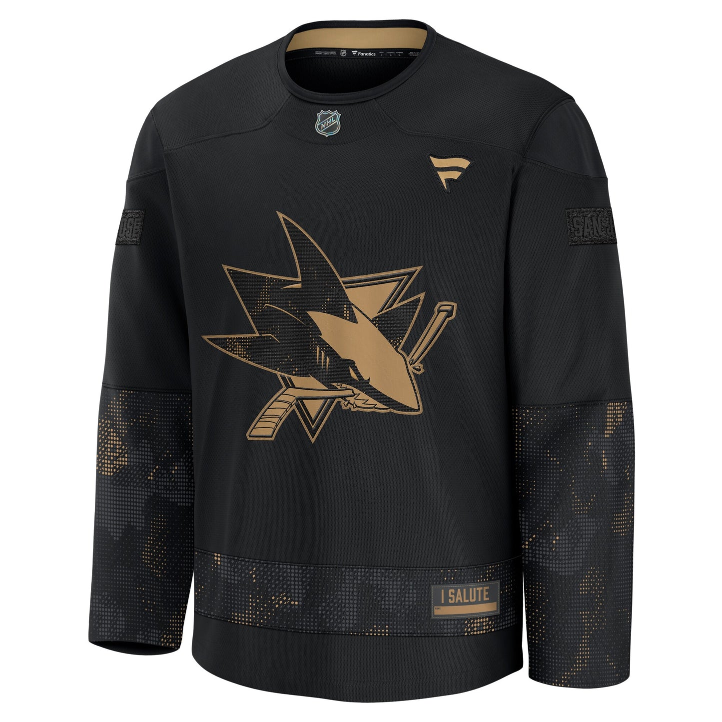 San Jose Sharks Fanatics 2024 Military Appreciation Practice Jersey - Black