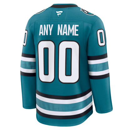 San Jose Sharks Fanatics Home Premium Custom Jersey - Teal