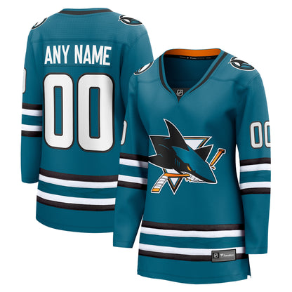 San Jose Sharks Fanatics Women's Home Breakaway Custom Jersey - Teal
