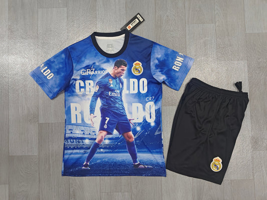 KIDS Cristiano Ronaldo Real Madrid Tribute Football Kit (Jersey & Shorts Set)