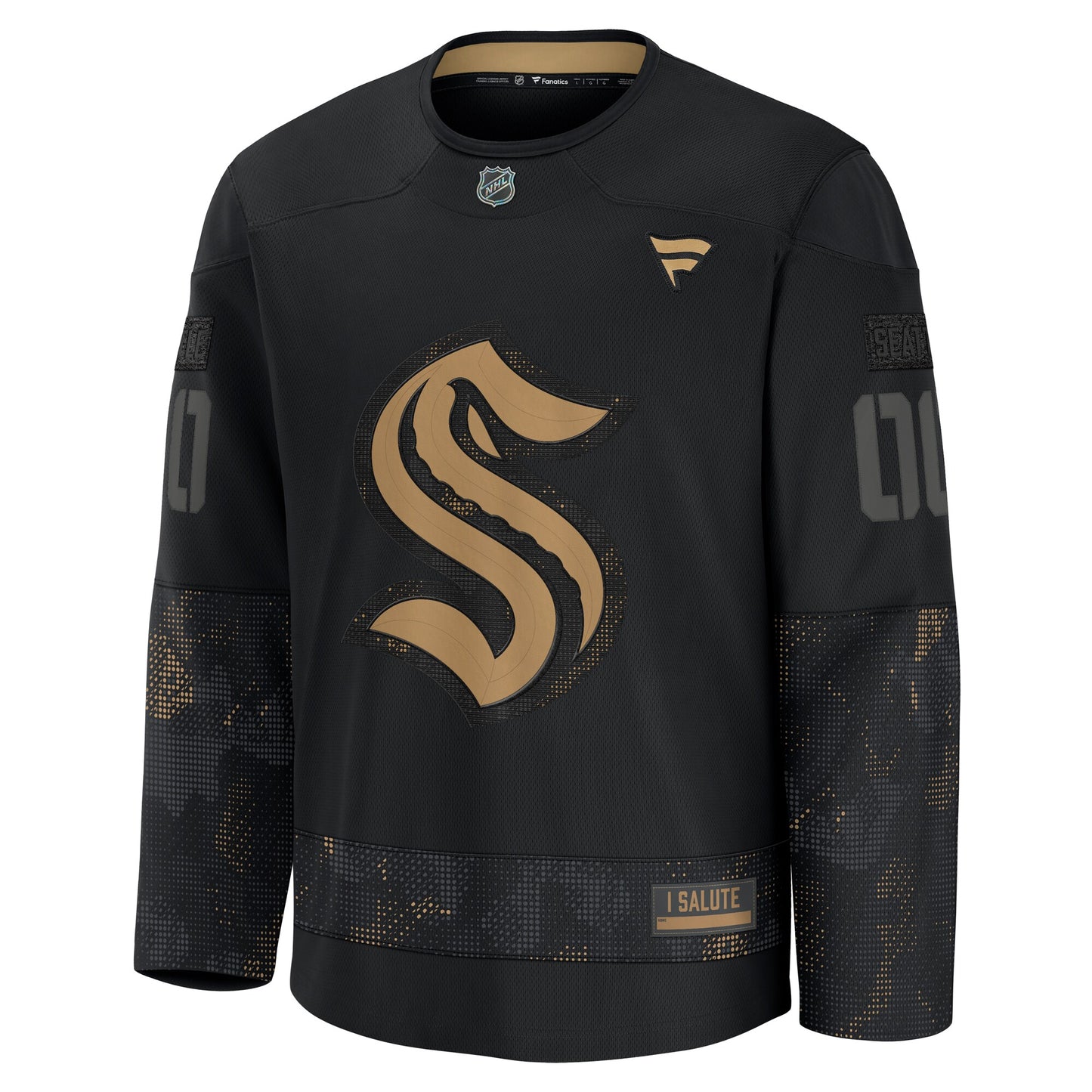 Seattle Kraken Fanatics 2024 Military Appreciation Custom Practice Jersey - Black