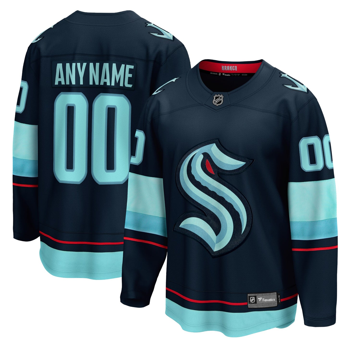 Seattle Kraken Fanatics Home Breakaway Custom Jersey - Deep Sea Blue