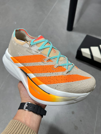 Adidas ADIZERO ADIOS PRO 4 (Beige / Orange / Turquoise colorway)