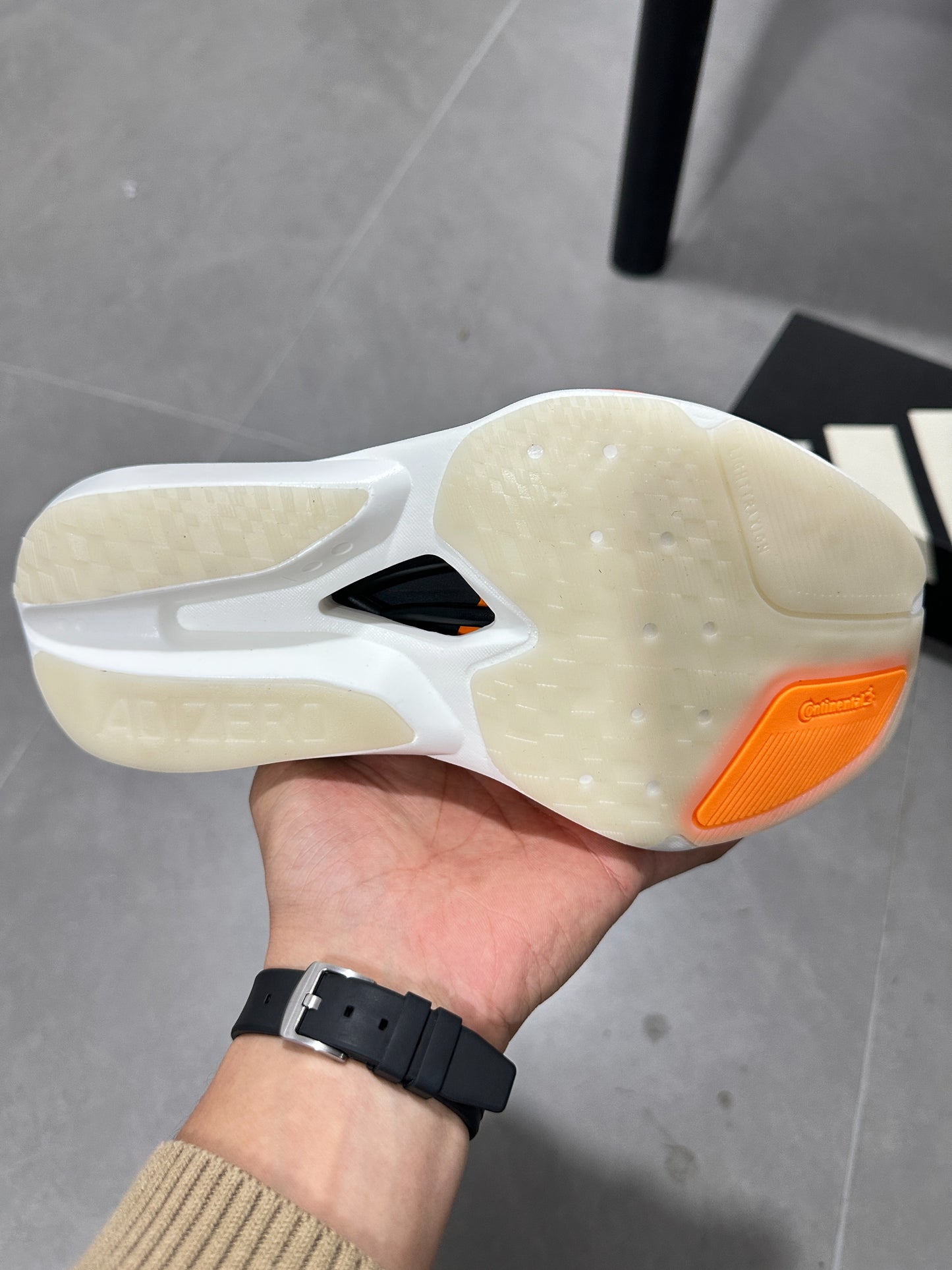 Adidas ADIZERO ADIOS PRO 4 (Beige / Orange / Turquoise colorway)