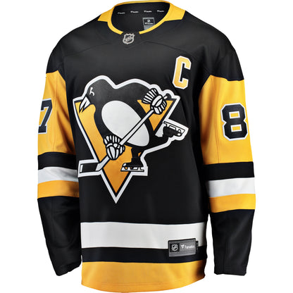 Sidney Crosby Pittsburgh Penguins Fanatics Captain Patch Home Breakaway Jersey - Black