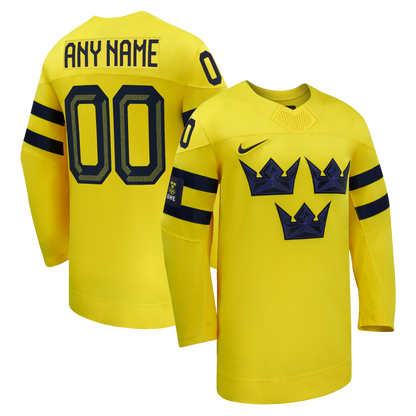 Sweden Hockey Nike 2026 Away Replica Custom Jersey - Yellow