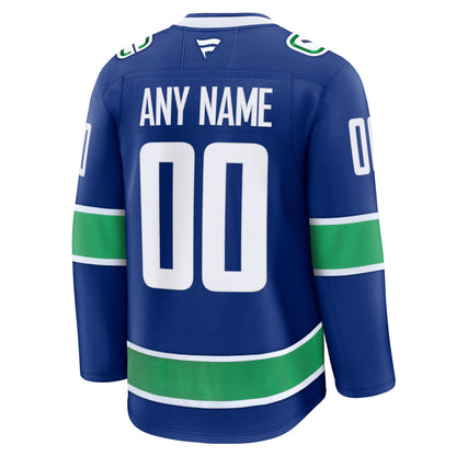 Vancouver Canucks Fanatics Home Premium Custom Jersey - Blue