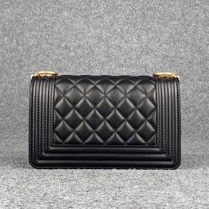 CC Boy Flap Diamond Quilted Small Bag Gold-Tone Black (2018)
