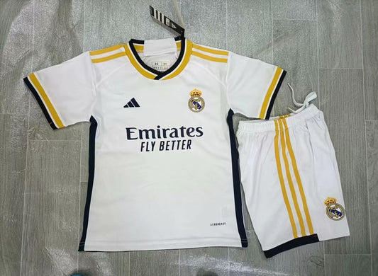KIDS Real Madrid 2023/24 Home Football Kit Set (Jersey + Shorts)