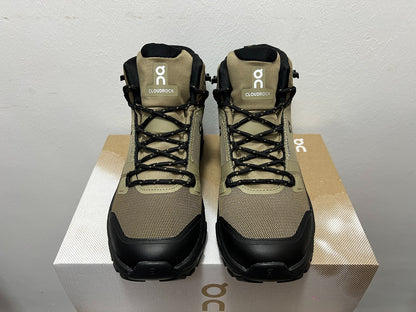 On Cloudrock Mid Waterproof Hiking Boots in Olive / Black