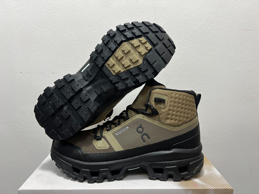 On Cloudrock Mid Waterproof Hiking Boots in Olive / Black