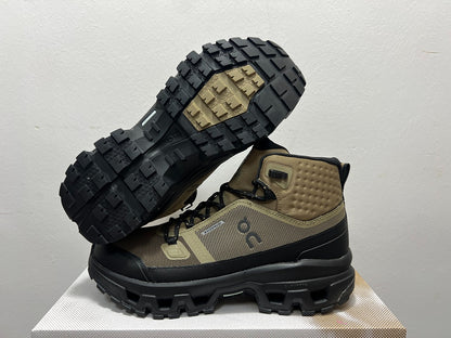 On Cloudrock Mid Waterproof Hiking Boots in Olive / Black