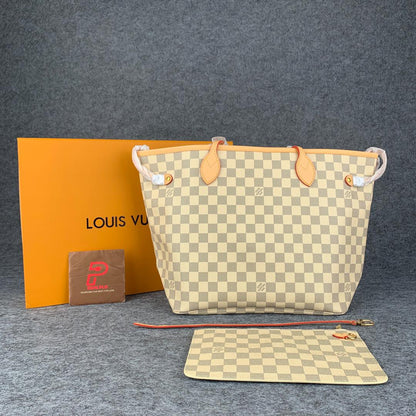 NEVERFULL DAMIER AZUR MM ROSE BALLERINE LINING