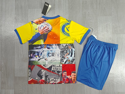 KIDS Cristiano Ronaldo Career Tribute Al Nassr Kit (Jersey & Shorts Set)