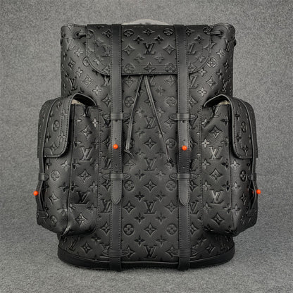 LV Black & Orange Taurillon Leather Monogram Christopher Backpack